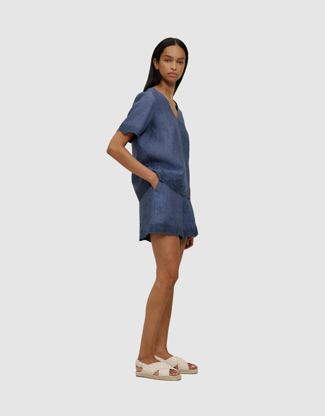 Trenery - Linen Embroidered Detail Popover