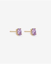 Michael Hill - Oval Rose Amethyst Stud Earrings in 10kt Yellow Gold
