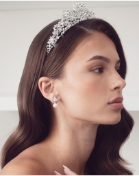 The White Collection - Lola - Delicate Silver Pearl Bridal Earrings
