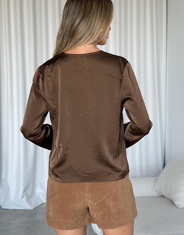 Dazie - The Meadows Satin Tie Front Top