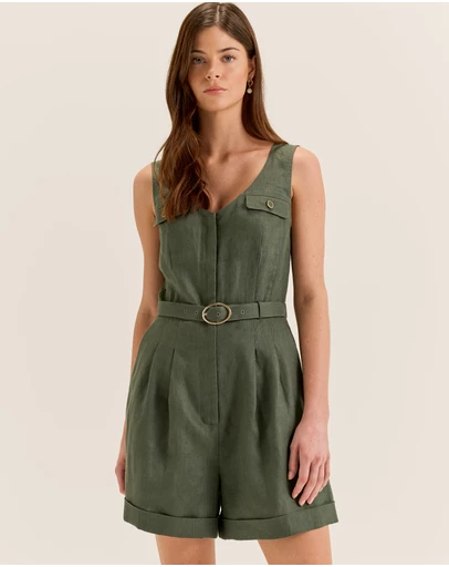 Review - Moss Linen Playsuit