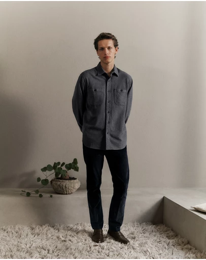 Trenery - Brushed Cotton Overshirt in Charcoal