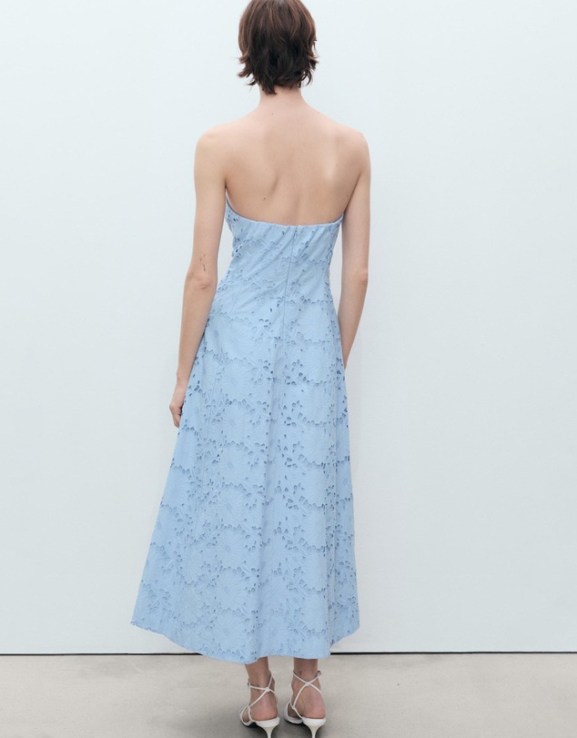 M.N.G - Sky Embroidered Strapless Dress