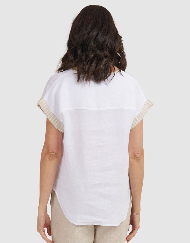 CAMIXA - Martina Linen V-Neck T-shirt