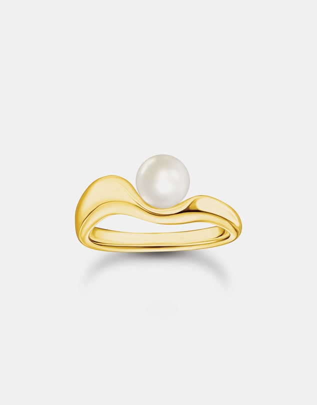 THOMAS SABO - THOMAS SABO Wavy Ring with Freshwater Pearl in Gold