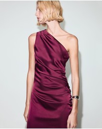 M.N.G - Asymmetrical Satin Dress With Side Slits