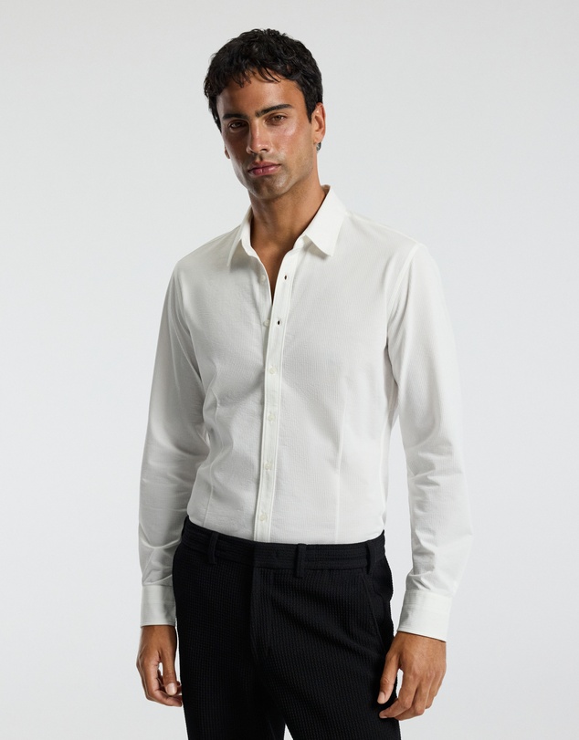 Calibre - Textured Knit Stretch Shirt Off White