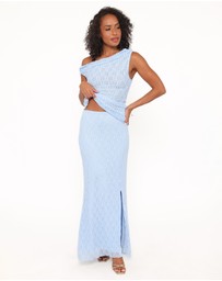 Petal & Pup - Faeriel Lace Knit Maxi Skirt - Blue
