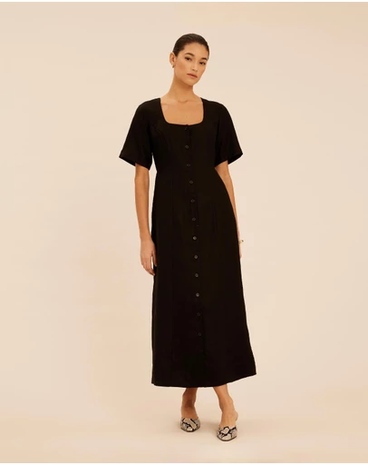 AERE - Margot Linen Midi Dress