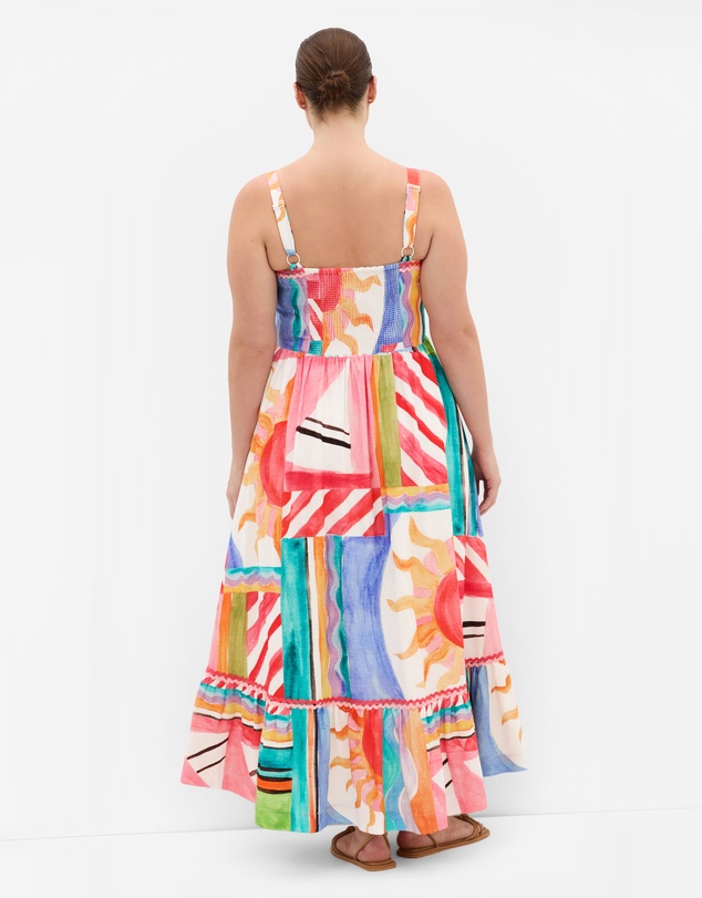 City Chic - Plus size Sunlit Print Maxi Dress - peachy pink