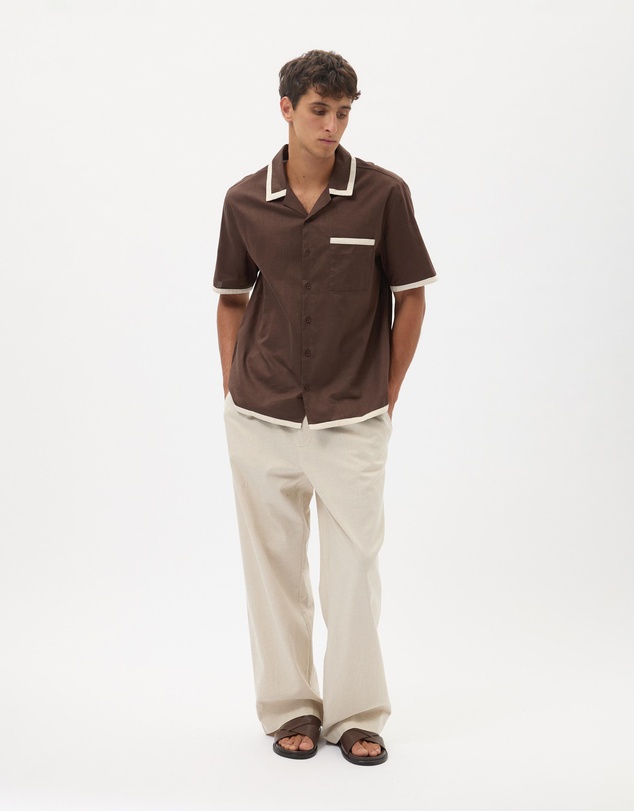 AERE - Linen Blend Contrast Shirt