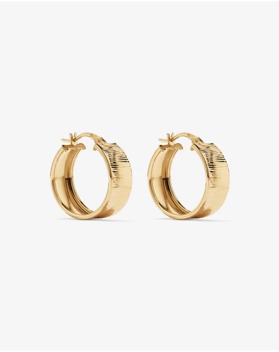 Michael Hill - Textured Hoop Earrings in 18Kt Vermeil