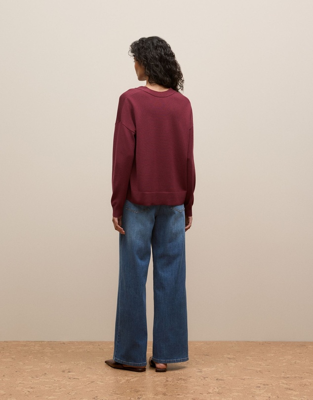 Trenery - Merino V Neck Knit in Auburn