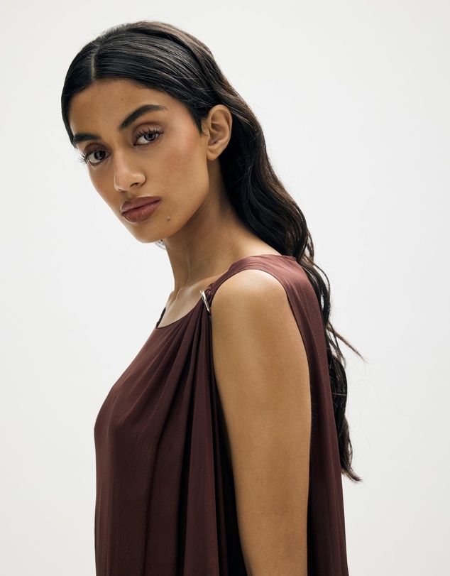 Minima Esenciales - Hallie Sheer Viscose Draped Maxi Dress