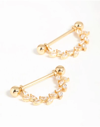 Lovisa - Surgical Steel Cubic Zirconia Vine Nipple Bars 2-Pack