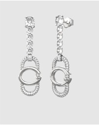 GUESS - Silver-Tone Oh My G Pendant Earrings