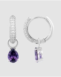 Georgini - GEORGINI WISTERIA DUO PEAR EARRINGS AMETHYST CZ SILVER