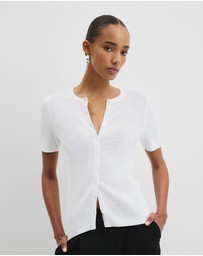 Country Road - Waffle Short Sleeve Button Knit