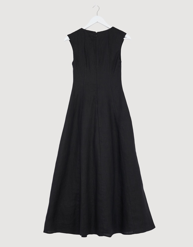Revibe - Repaired AERE Chloe Panelled Linen Midi Dress - AU 6