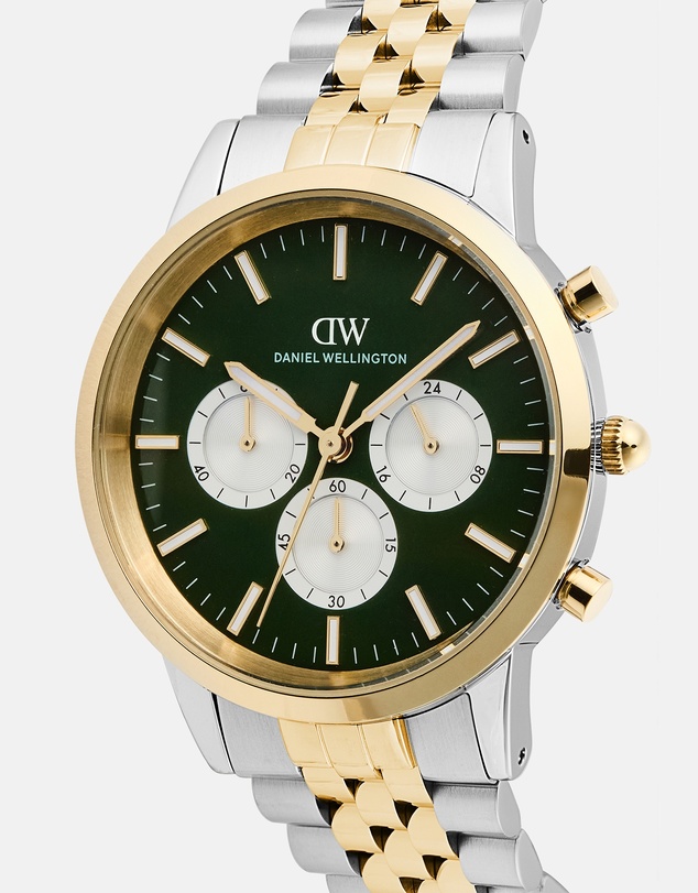 Daniel Wellington - Iconic Chronograph 42mm Arch 5-Link Emerald Panda Two-Tone