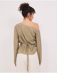 Calli - Amara Ruched Sheer Long Sleeve Top