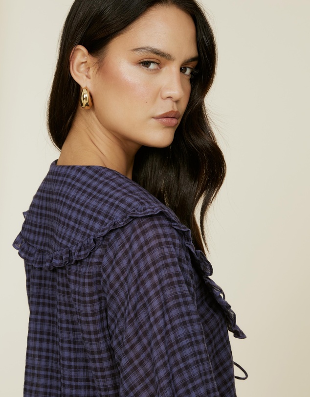 The Fated - Montant Check Tie Blouse