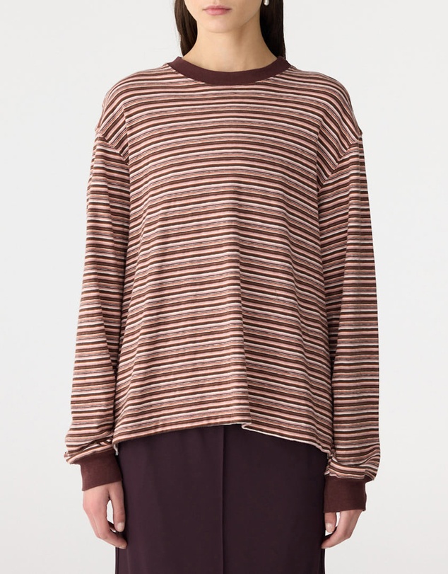 Bassike - Stripe Slouch LS T-Shirt