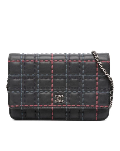 Pre-Loved by Azura Reborn - Pre-Loved CC Square Stitched Calfskin Wallet on Chain