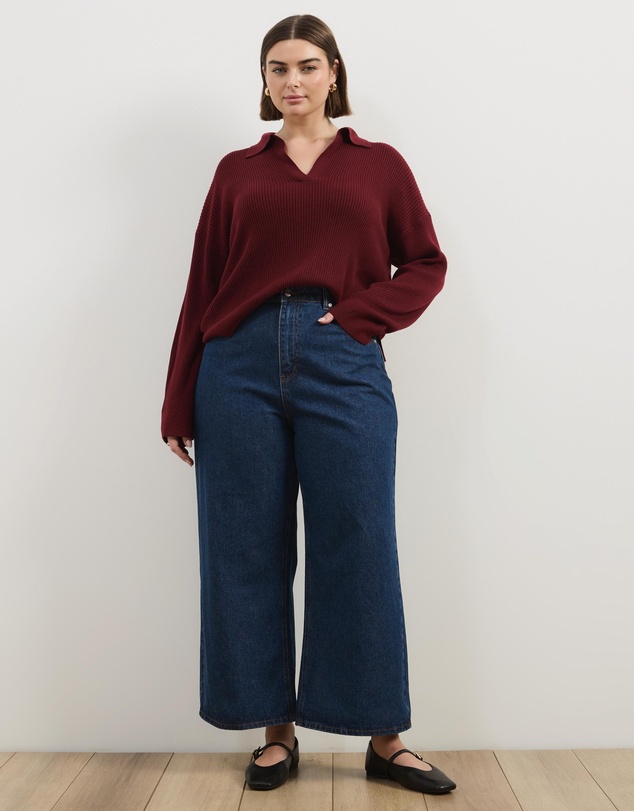 Atmos&Here Curvy - Kara Cropped Wide Leg Jeans