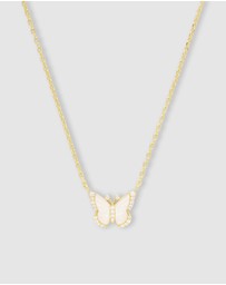 Wanderlust + Co - Butterfly Pearl & Gold Necklace