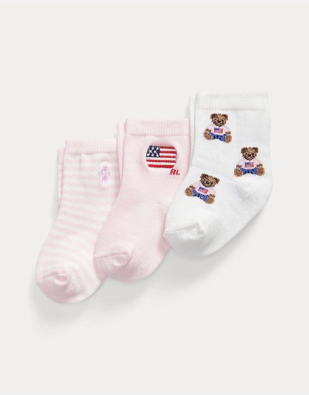 Polo Ralph Lauren - Polo Bear Crew Sock 3-Pack Set - Babies