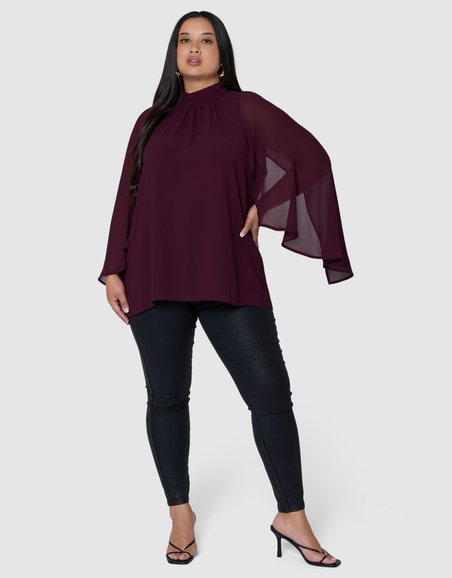 Pink Dusk by Curve Project - Fire and Rain Cape Blouse