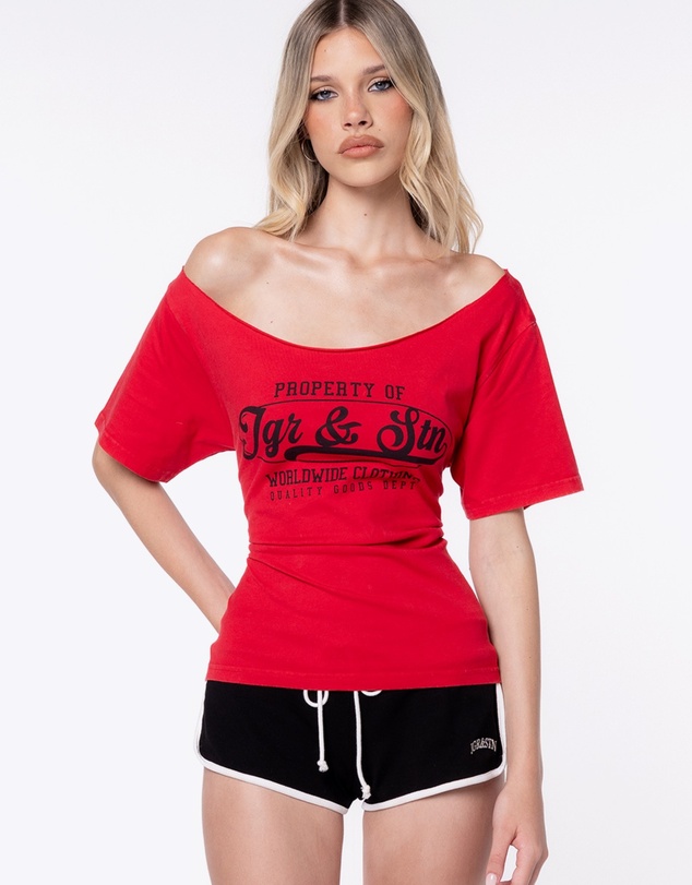 JGR & STN - Ciched Off Shoulder T-Shirt