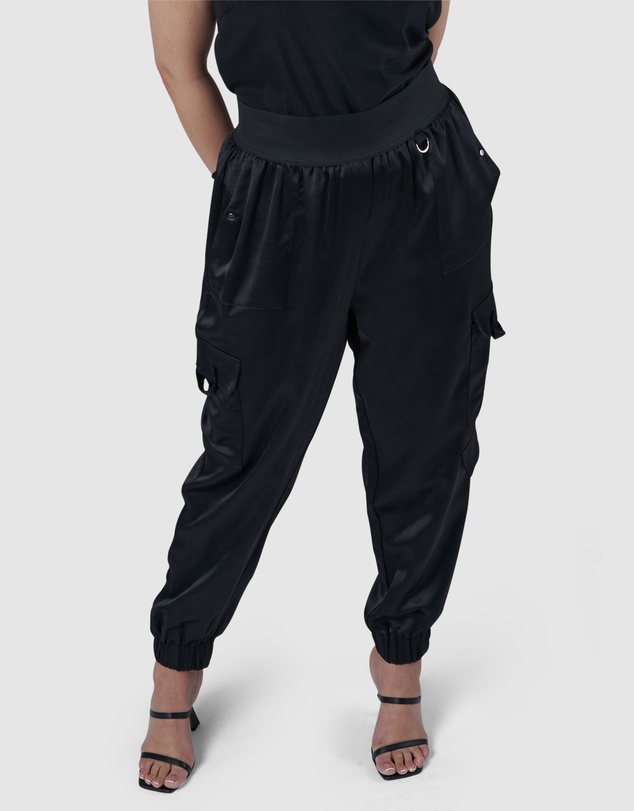 Sunday In The City - Jaded Satin Cargo Pants