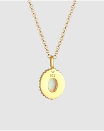 Elli Jewelry - Necklace Short Opal Vintage 925 Sterling Silver Gold Plated