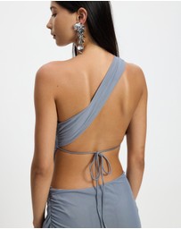 Jaded London - Aysymmetric Maxi Dress With 3D Flowers
