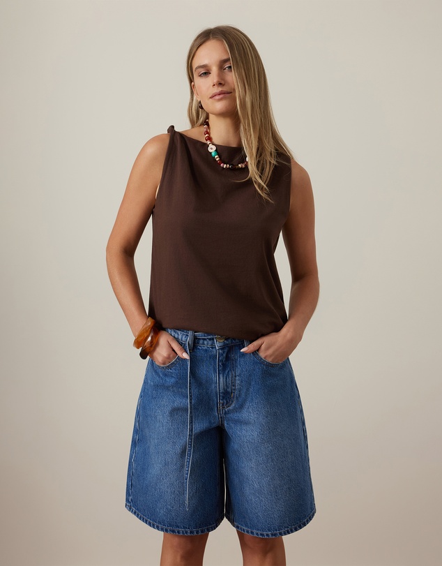 Ceres Life - Olive Belted Denim Short
