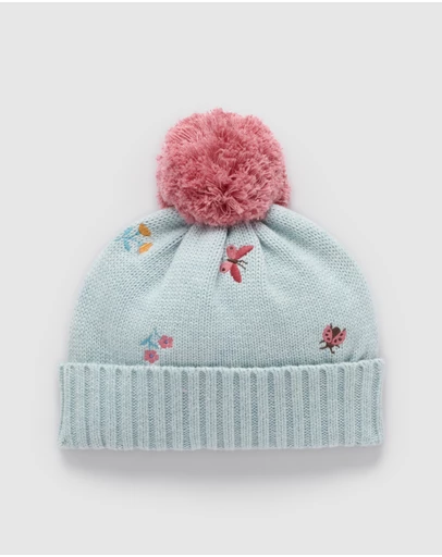 Purebaby - Ladybird Embroidered Beanie -Kids-Babies