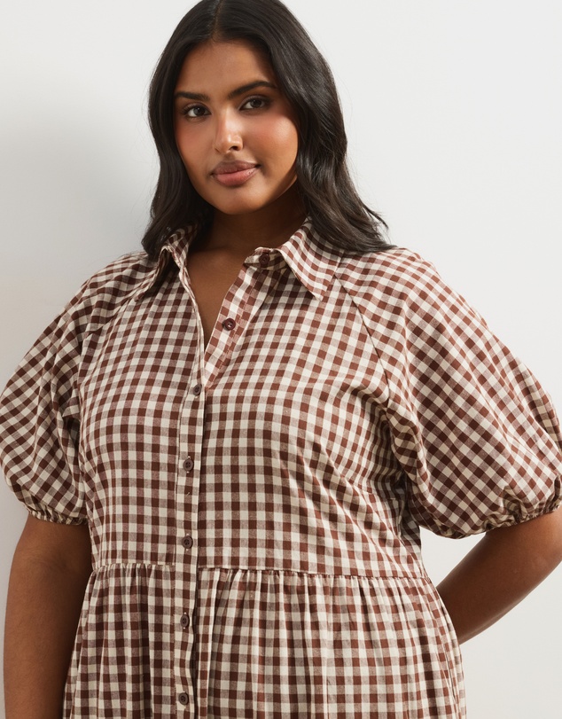 Atmos&Here Curvy - Alexis Tiered Button Through Midi Dress