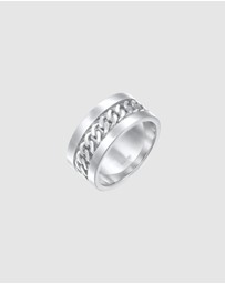 Elli Jewelry - Ring Band Chain Design Wide in 925 Sterling Silver