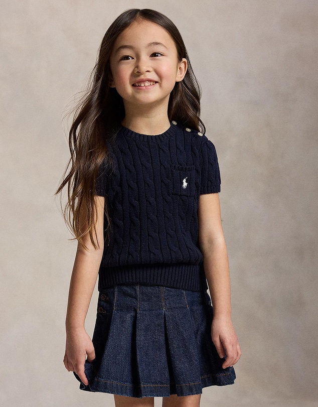 Polo Ralph Lauren - Cable-Knit Cotton Short-Sleeve Sweater - Babies-Kids