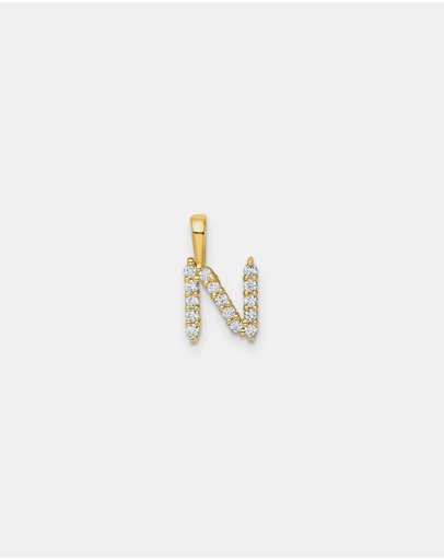 Zoe Olivia - 9K Gold Lab Grown Diamond Initial N Pendant