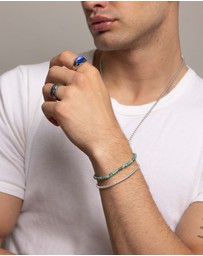 Nialaya Jewellery - Silver Oval Signet Ring with Blue Lapis