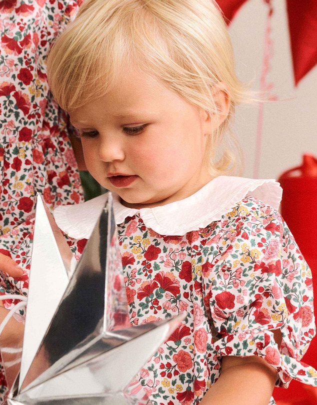 Huxbaby - Festive Floral Frill Collar Bubble Romper - Babies