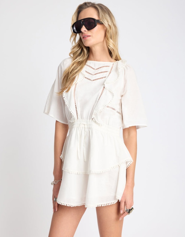 ONE TEASPOON - Woodstock Ruffle Mini Dress - Ivory