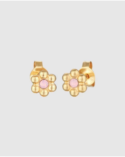 Elli Jewelry - Floral Kids Stud Earrings in Gold-Plated 925 Silver