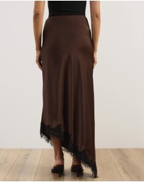 Atmos&Here - Leoni Asymmetric Lace Satin Skirt