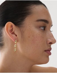 Najo - Liora Triple Drop Yellow Gold Stud Earring