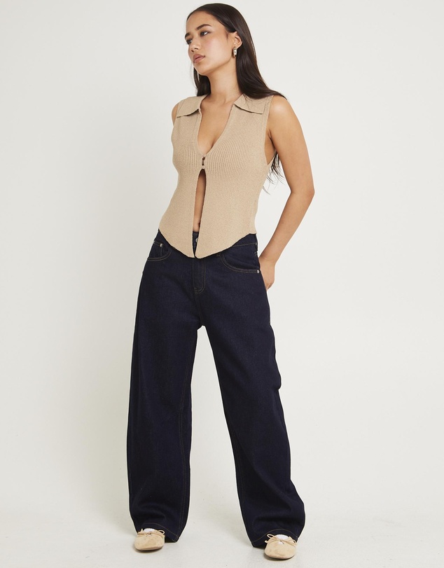 Subtitled - Meryl Ribbed Collar Knit Top