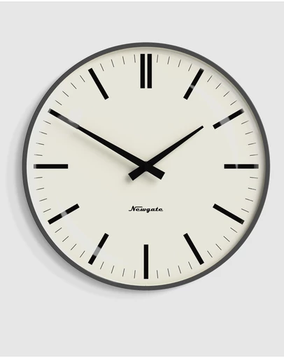 Newgate - Newgate Radio City Wall Clock Bold Black Marker Dial - Matte Blizzard Grey